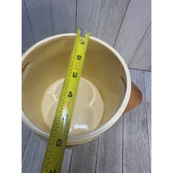 Vtg Pot Belly Stove Design Ceramic Cookie Jar Cannister with Brown Lid 9" Tall - Picture 10 of 10
